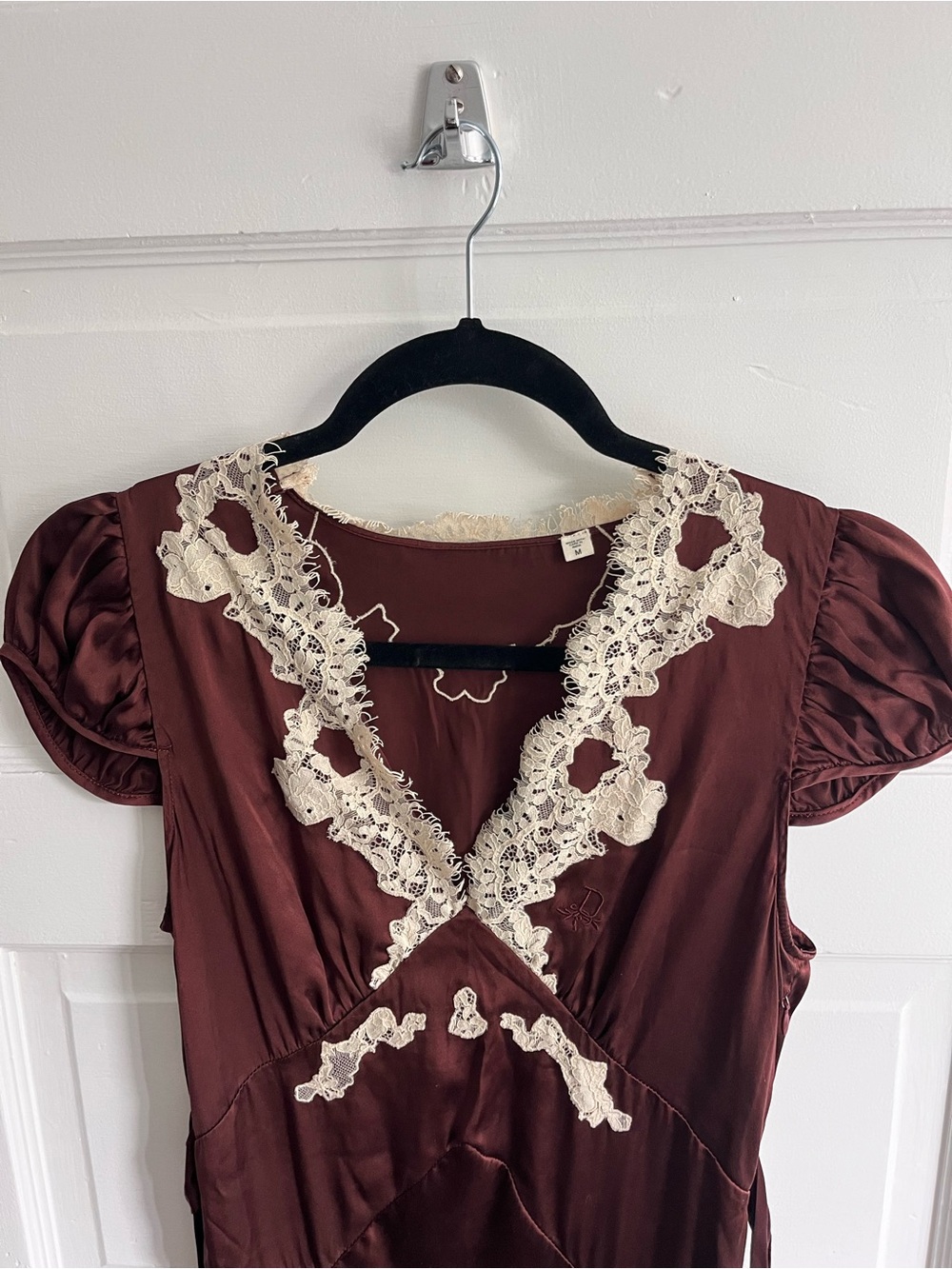 DÔEN Coraline 100% Silk Lace-Trim Maxi Dress in Huckleberry – Size Medium - Picture 2 of 8